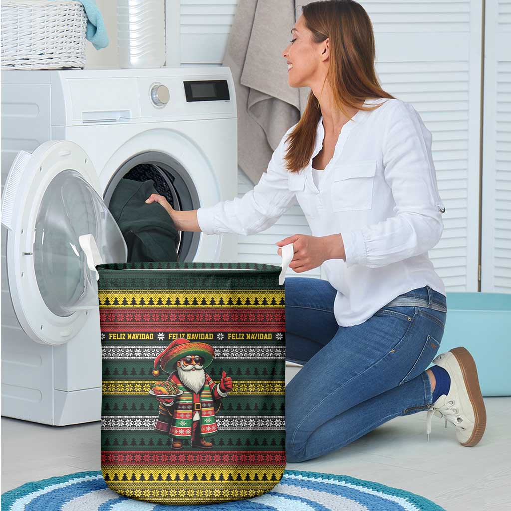 Mexican Santa Sombrero Laundry Basket Feliz Navidad Mexico - Wonder Print Shop