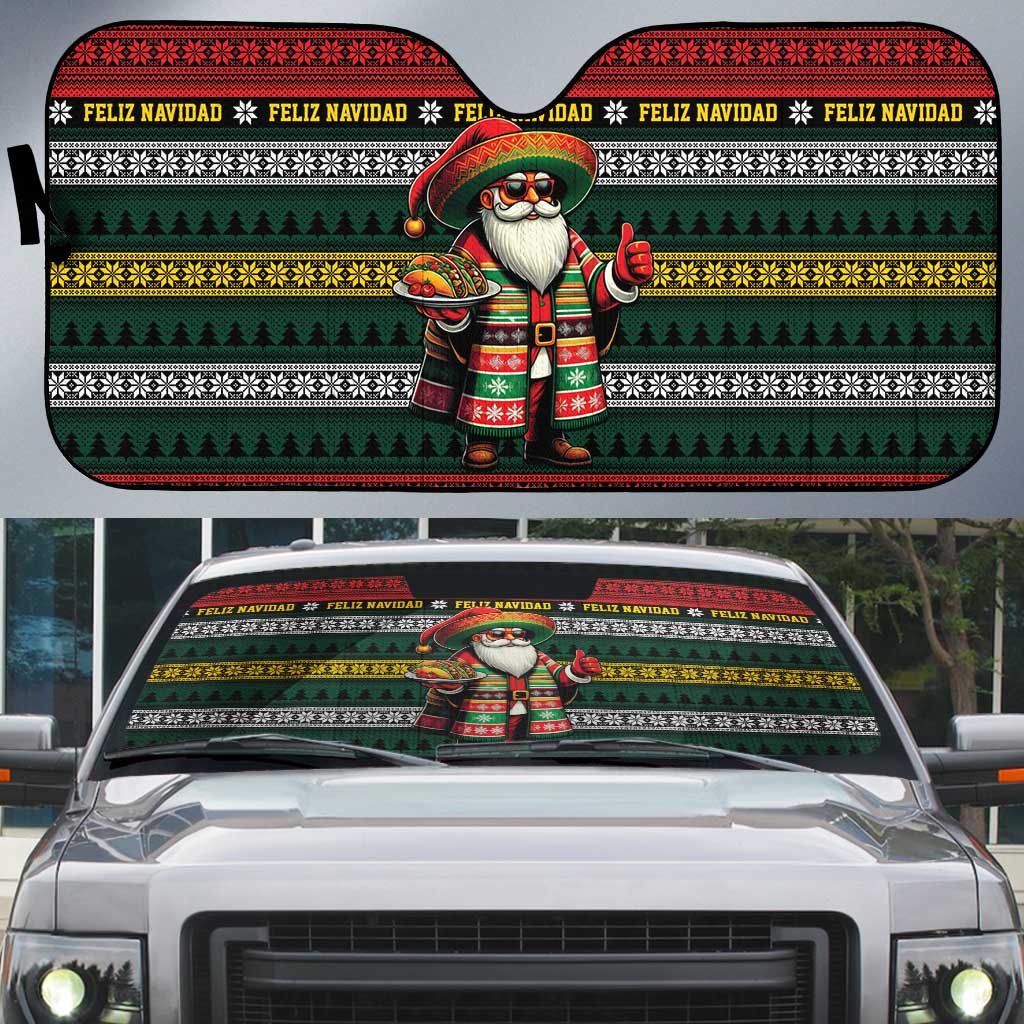 Mexican Santa Sombrero Auto Sun Shade Feliz Navidad Mexico - Wonder Print Shop