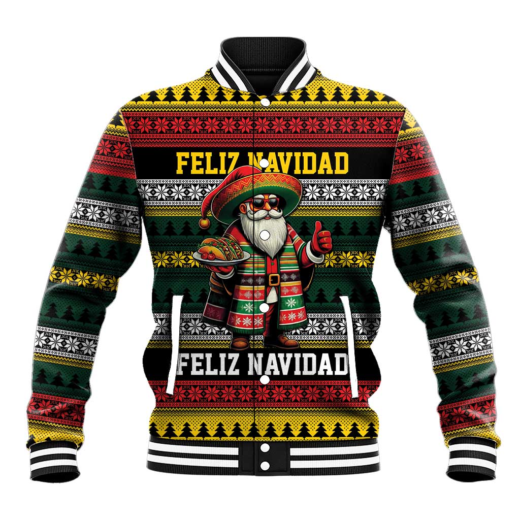 Mexican Santa Sombrero Baseball Jacket Feliz Navidad Mexico - Wonder Print Shop