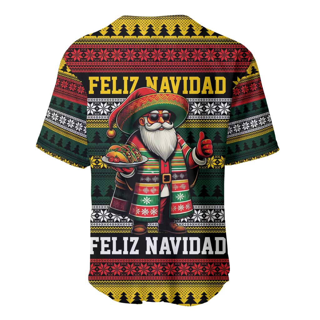 Mexican Santa Sombrero Baseball Jersey Feliz Navidad Mexico - Wonder Print Shop