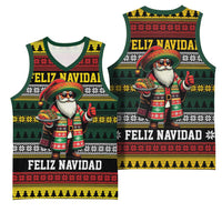 Mexican Santa Sombrero Basketball Jersey Feliz Navidad Mexico - Wonder Print Shop