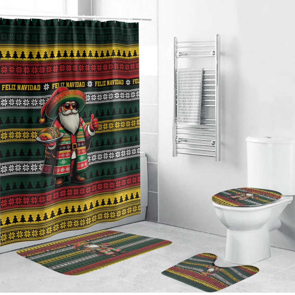 Mexican Santa Sombrero Bathroom Set Feliz Navidad Mexico - Wonder Print Shop