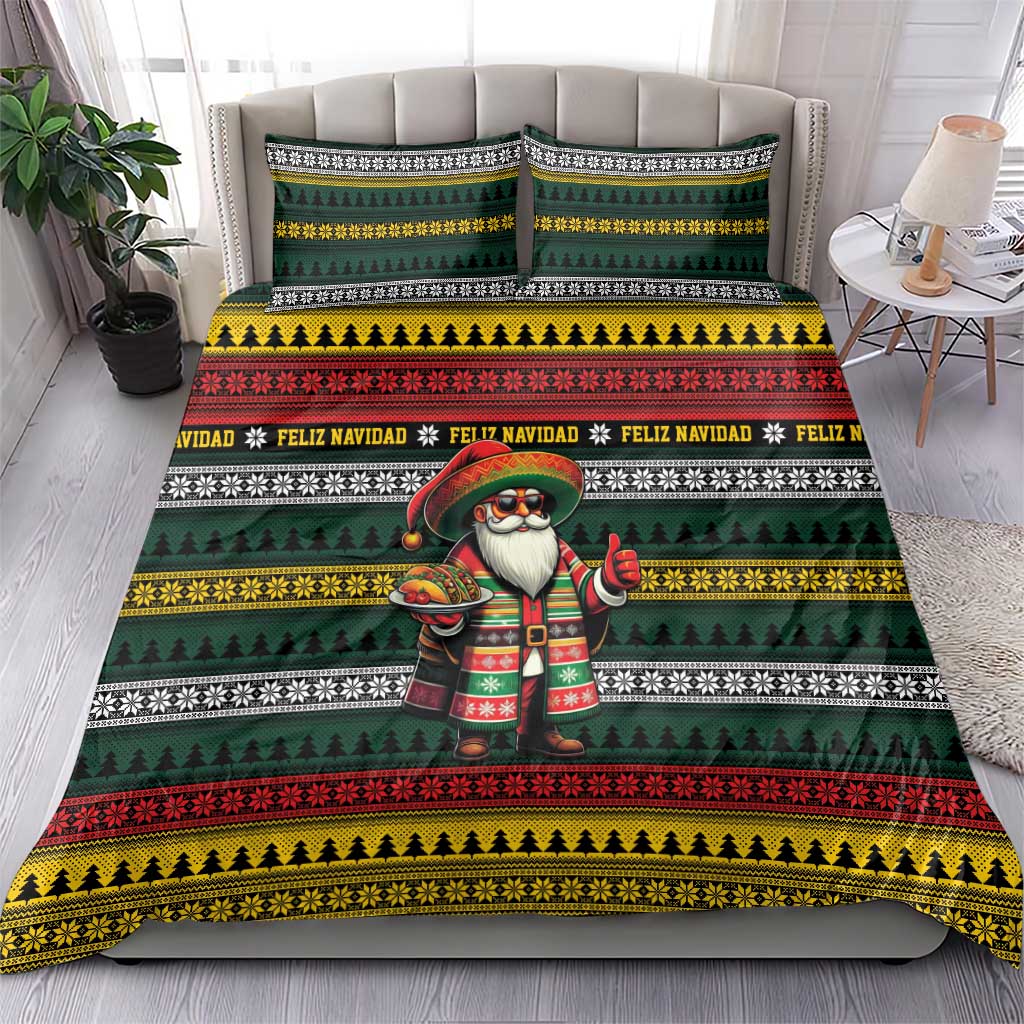 Mexican Santa Sombrero Bedding Set Feliz Navidad Mexico - Wonder Print Shop