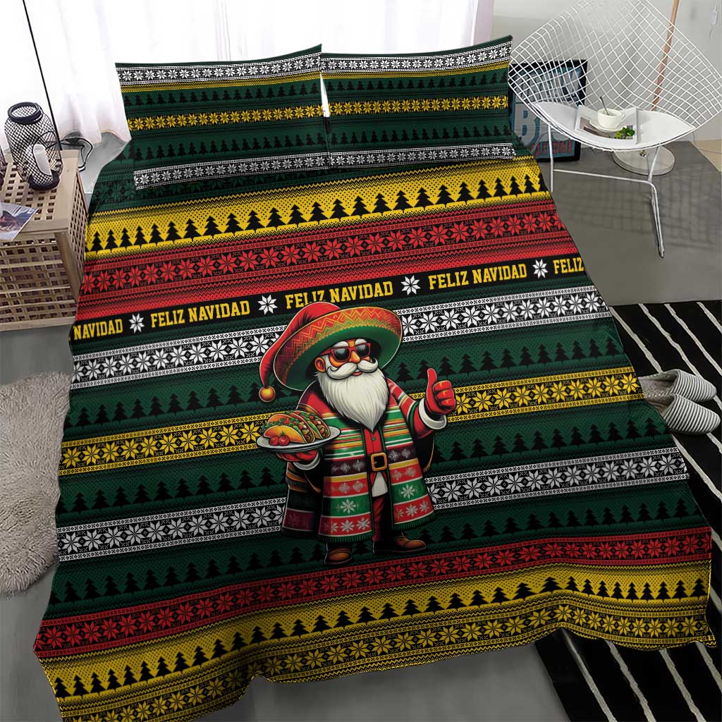Mexican Santa Sombrero Bedding Set Feliz Navidad Mexico - Wonder Print Shop