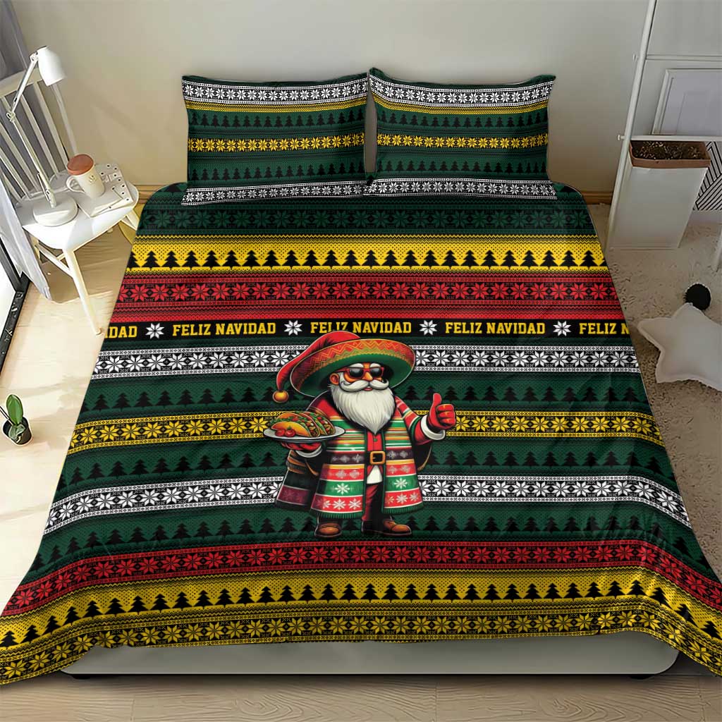 Mexican Santa Sombrero Bedding Set Feliz Navidad Mexico - Wonder Print Shop