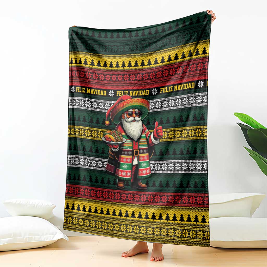 Mexican Santa Sombrero Blanket Feliz Navidad Mexico - Wonder Print Shop