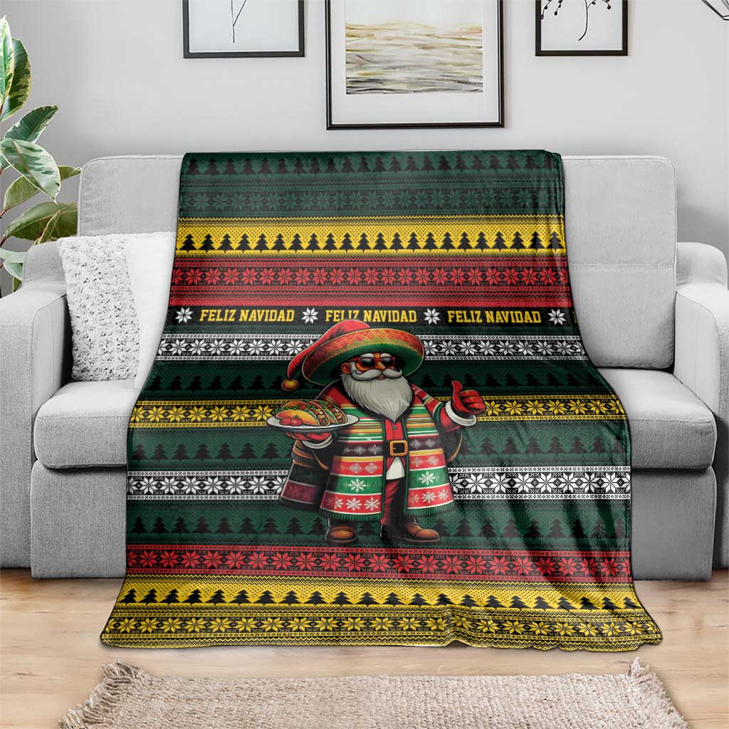 Mexican Santa Sombrero Blanket Feliz Navidad Mexico - Wonder Print Shop