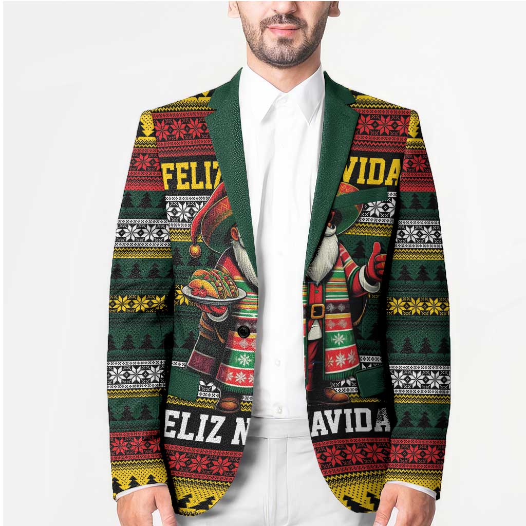 Mexican Santa Sombrero Blazer Feliz Navidad Mexico - Wonder Print Shop
