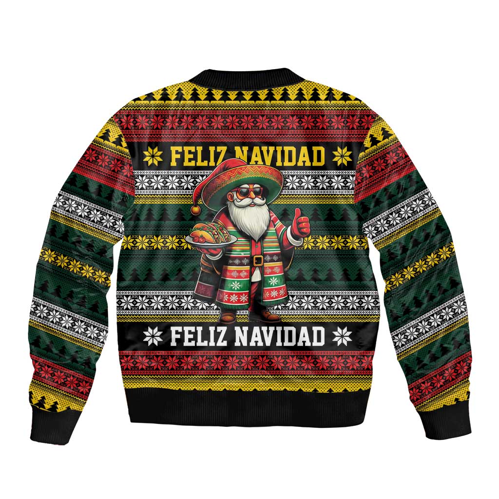 Mexican Santa Sombrero Bomber Jacket Feliz Navidad Mexico - Wonder Print Shop