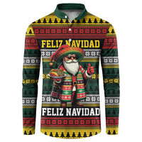 Mexican Santa Sombrero Button Sweatshirt Feliz Navidad Mexico - Wonder Print Shop