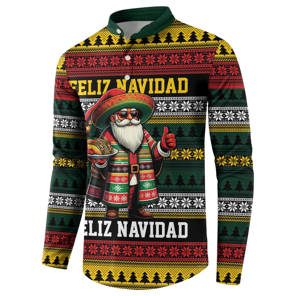 Mexican Santa Sombrero Button Sweatshirt Feliz Navidad Mexico - Wonder Print Shop