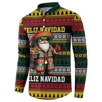 Mexican Santa Sombrero Button Sweatshirt Feliz Navidad Mexico - Wonder Print Shop