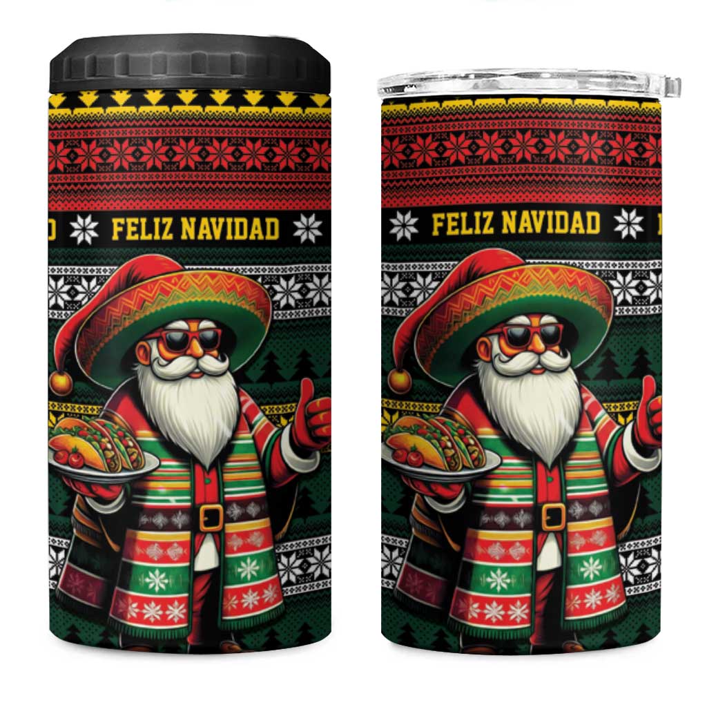 Mexican Santa Sombrero 4 in 1 Can Cooler Tumbler Feliz Navidad Mexico - Wonder Print Shop