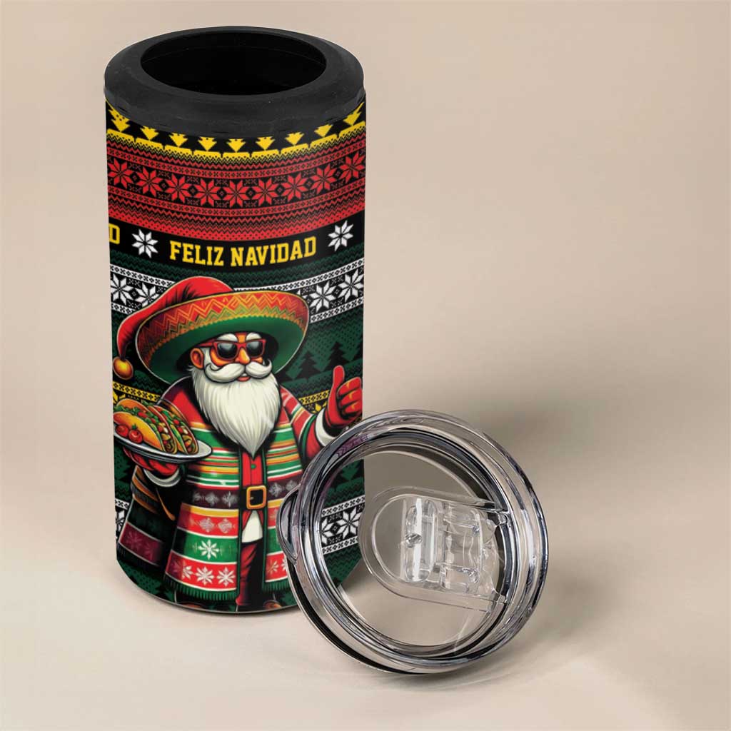 Mexican Santa Sombrero 4 in 1 Can Cooler Tumbler Feliz Navidad Mexico - Wonder Print Shop
