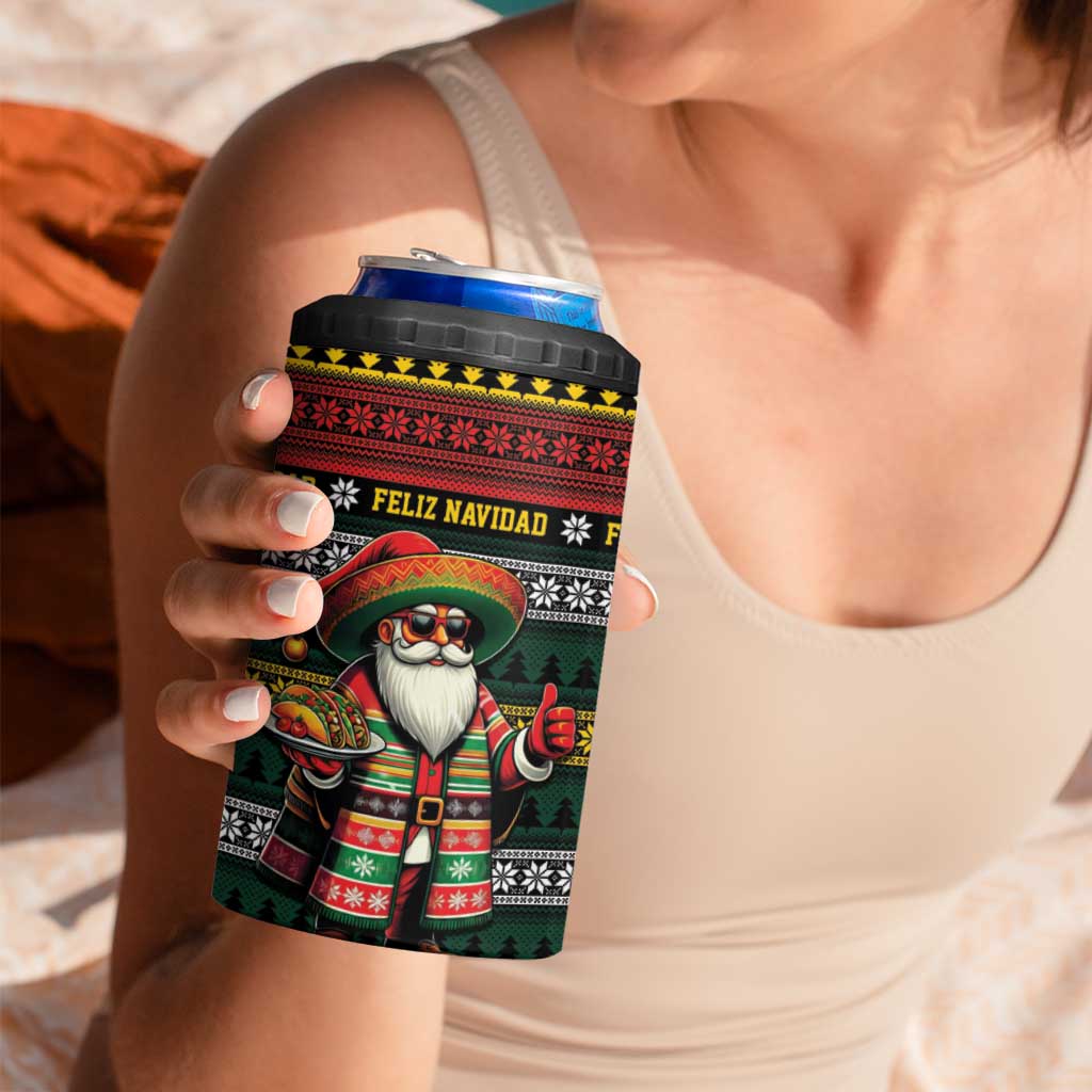 Mexican Santa Sombrero 4 in 1 Can Cooler Tumbler Feliz Navidad Mexico - Wonder Print Shop