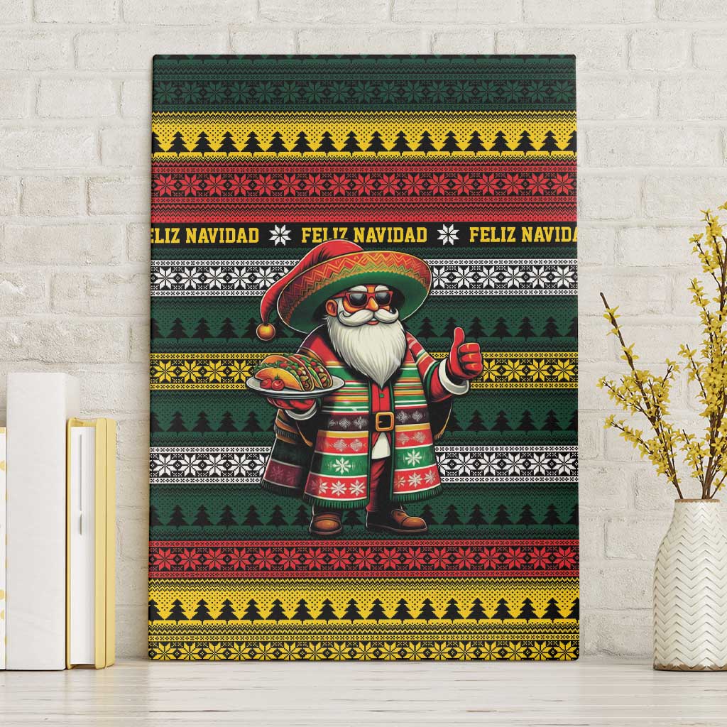 Mexican Santa Sombrero Canvas Wall Art Feliz Navidad Mexico - Wonder Print Shop