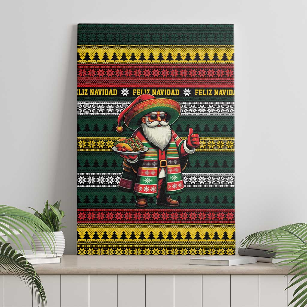 Mexican Santa Sombrero Canvas Wall Art Feliz Navidad Mexico - Wonder Print Shop