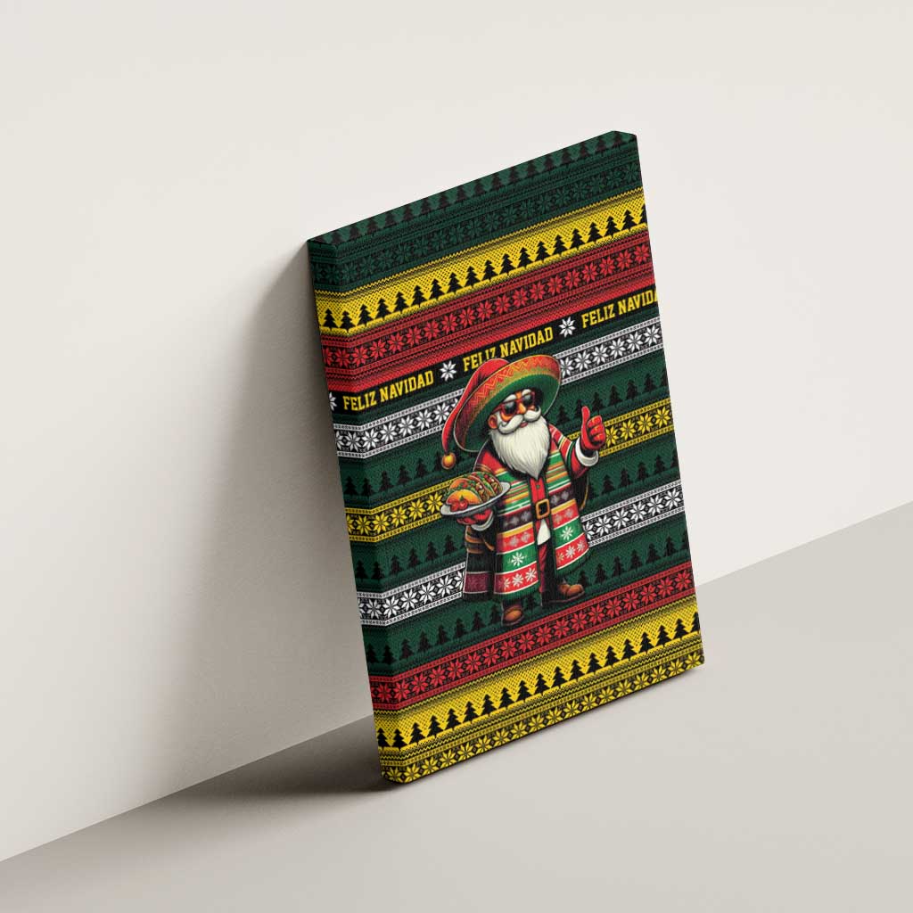 Mexican Santa Sombrero Canvas Wall Art Feliz Navidad Mexico - Wonder Print Shop