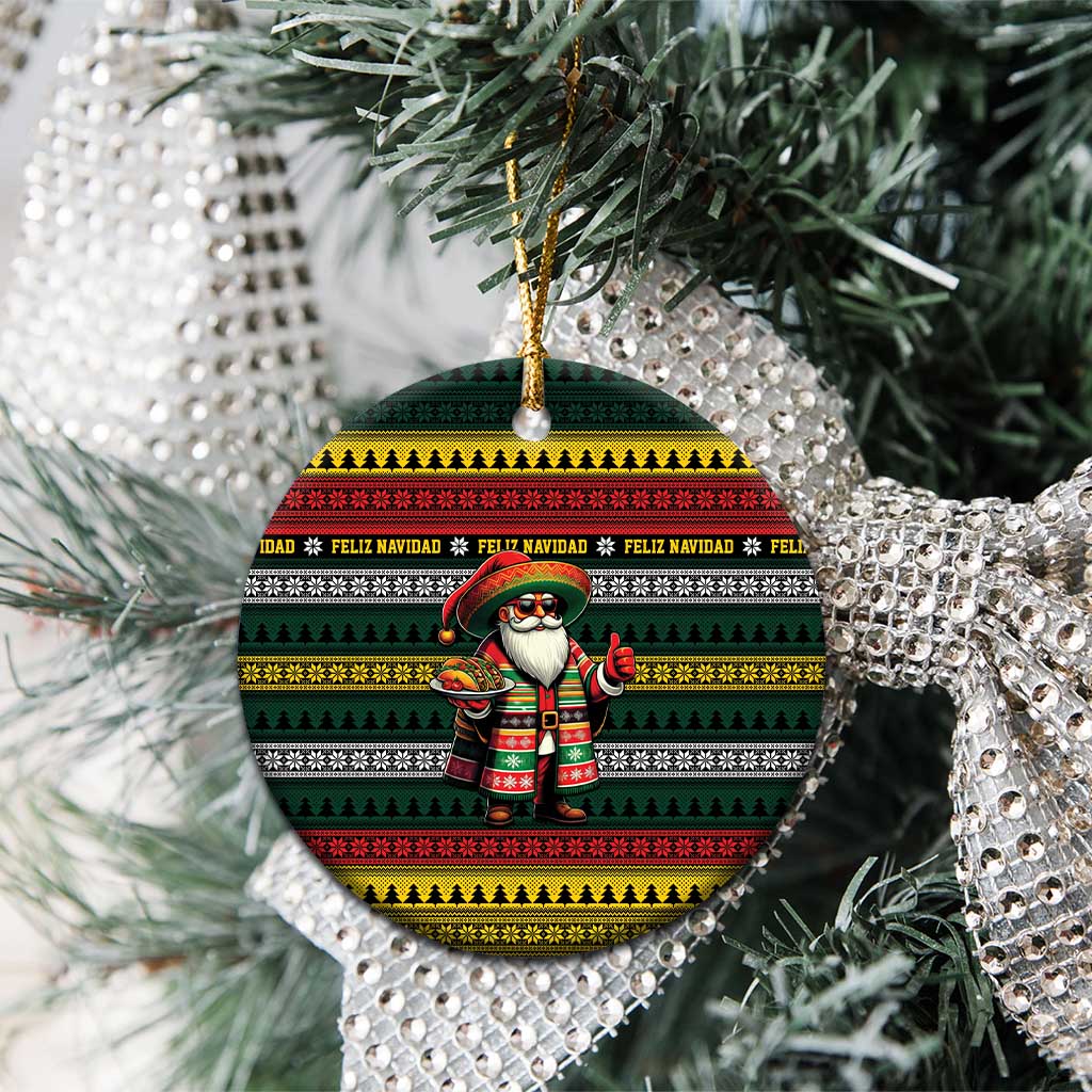 Mexican Santa Sombrero Ceramic Ornament Feliz Navidad Mexico - Wonder Print Shop