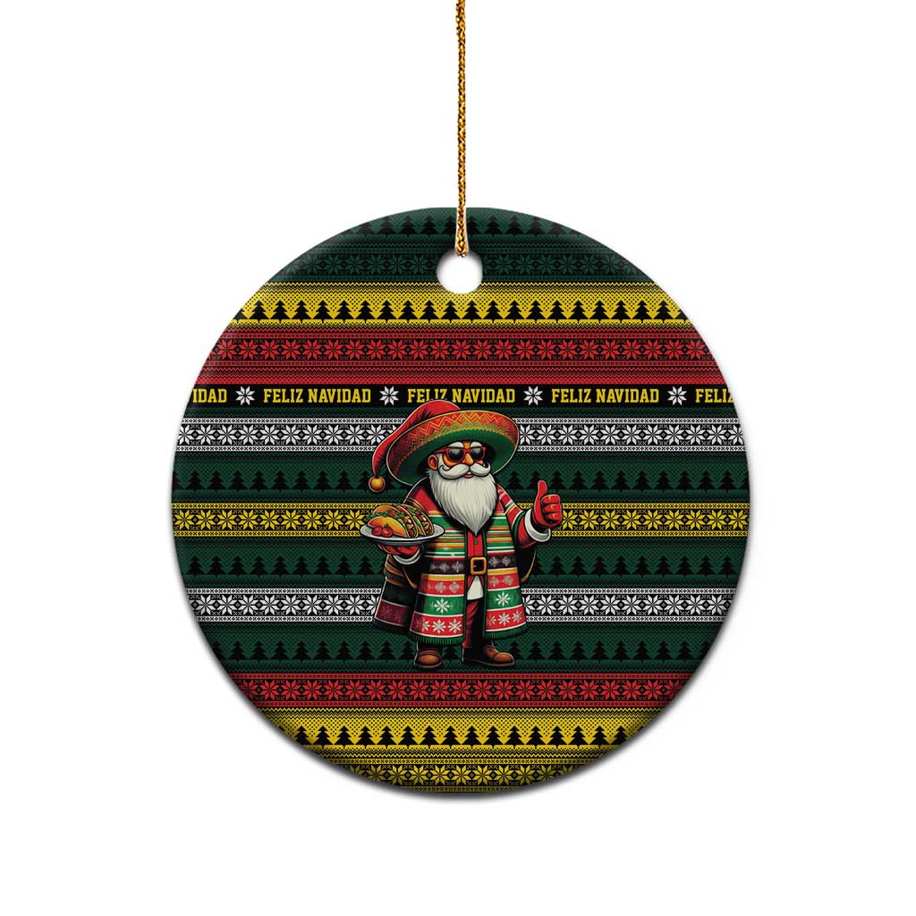 Mexican Santa Sombrero Ceramic Ornament Feliz Navidad Mexico - Wonder Print Shop