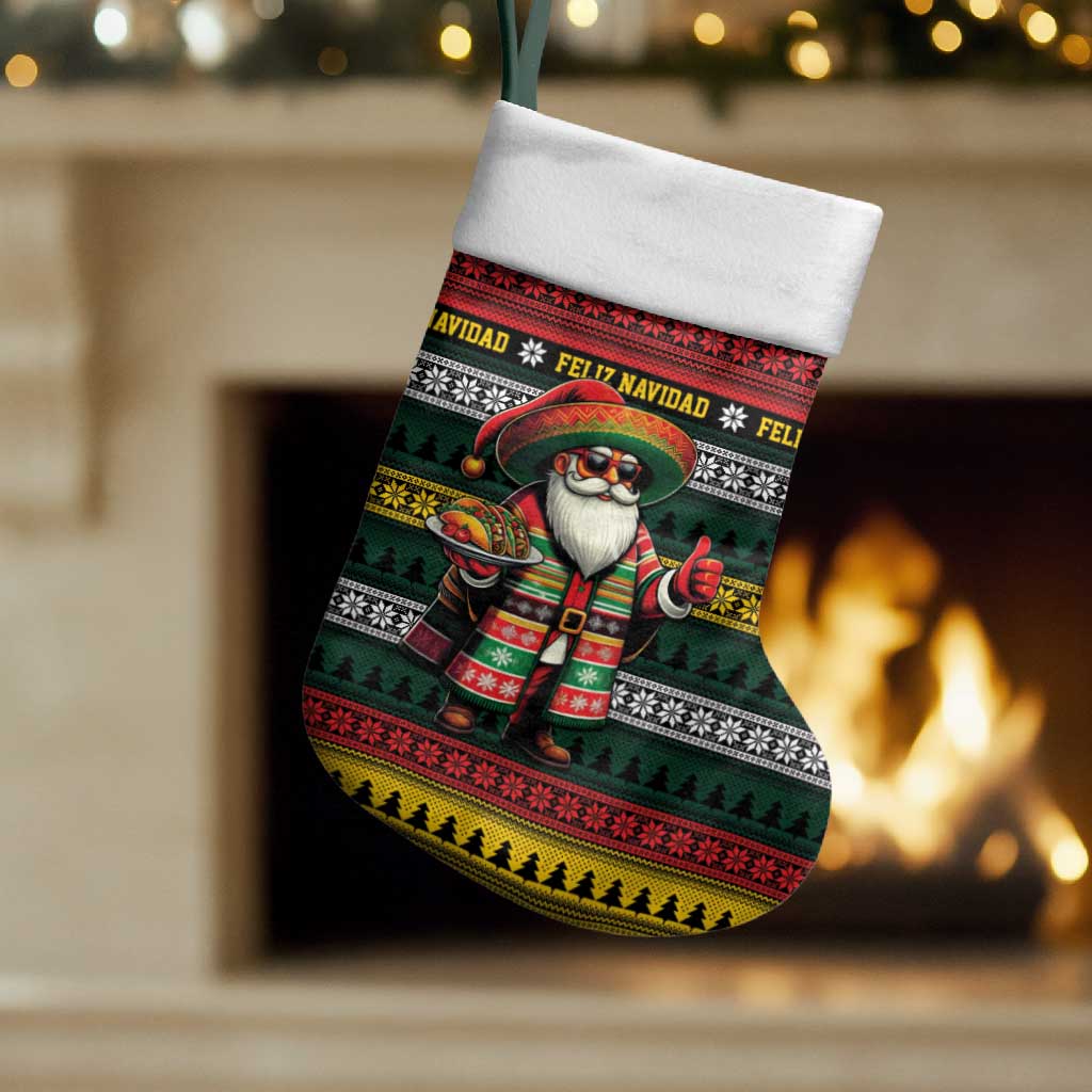Mexican Santa Sombrero Christmas Stocking Feliz Navidad Mexico - Wonder Print Shop