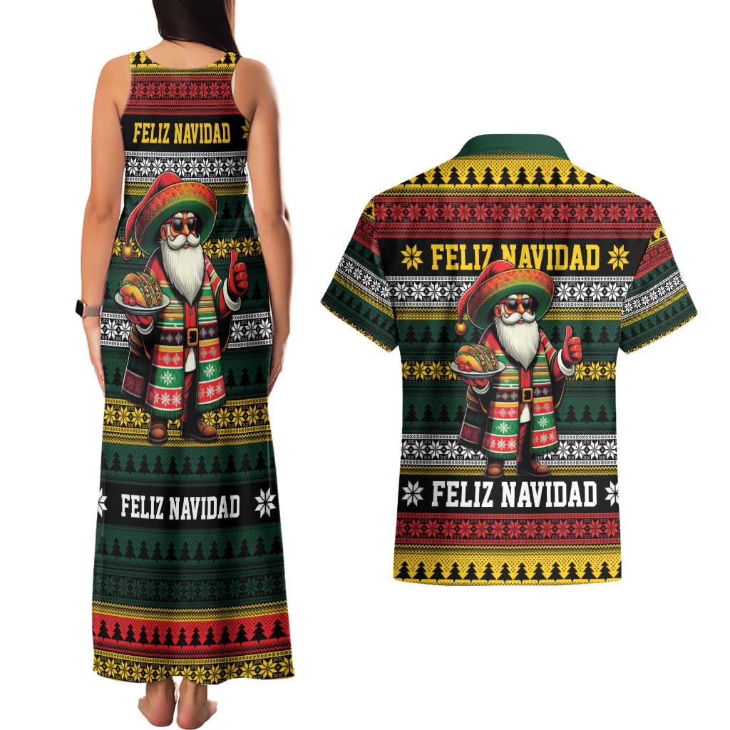 Mexican Santa Sombrero Couples Matching Tank Maxi Dress and Hawaiian Shirt Feliz Navidad Mexico - Wonder Print Shop