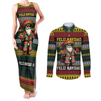 Mexican Santa Sombrero Couples Matching Tank Maxi Dress and Long Sleeve Button Shirt Feliz Navidad Mexico - Wonder Print Shop