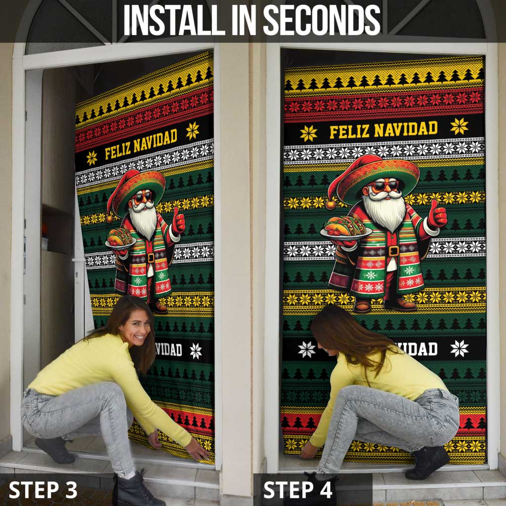 Mexican Santa Sombrero Door Cover Feliz Navidad Mexico - Wonder Print Shop
