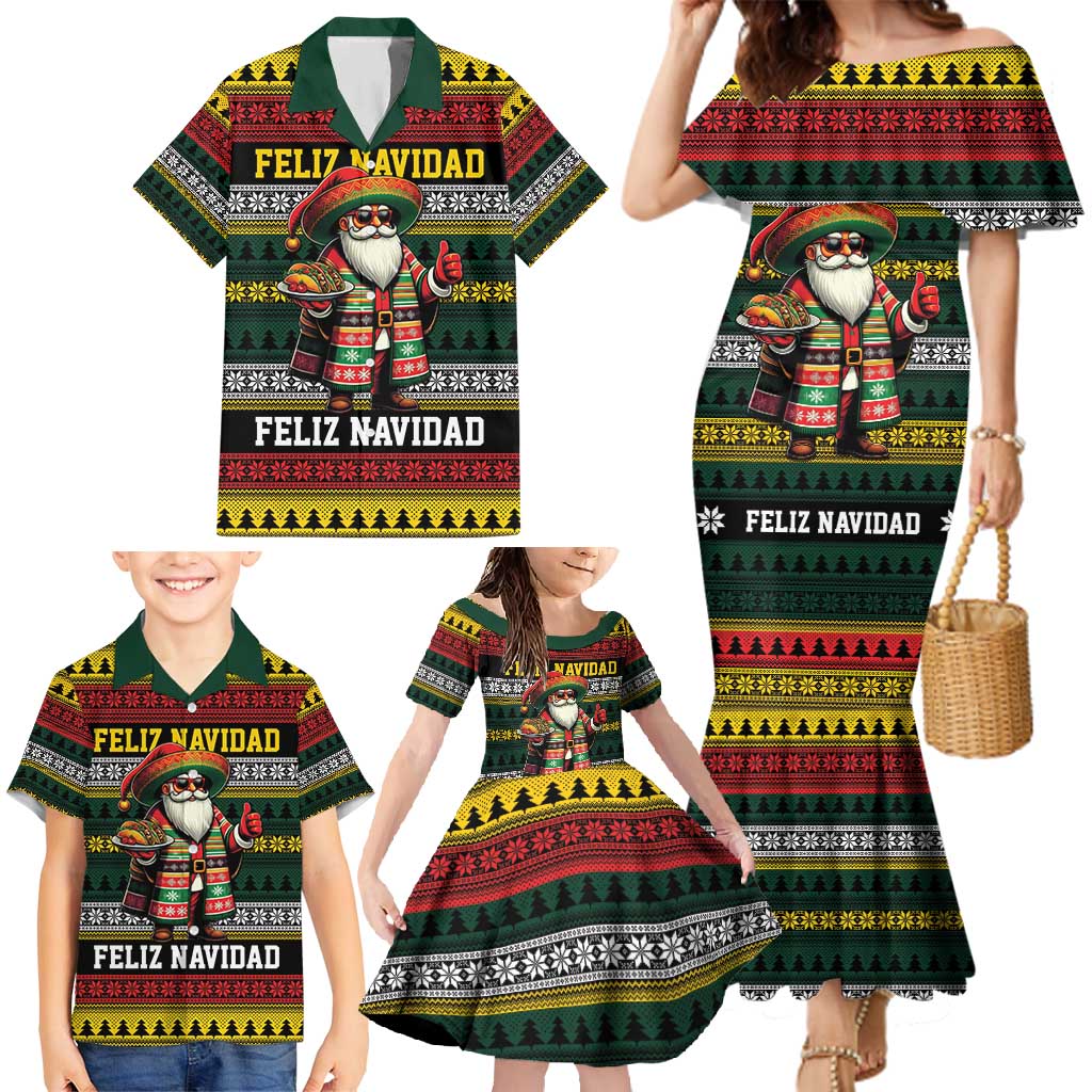 Mexican Santa Sombrero Family Matching Mermaid Dress and Hawaiian Shirt Feliz Navidad Mexico - Wonder Print Shop