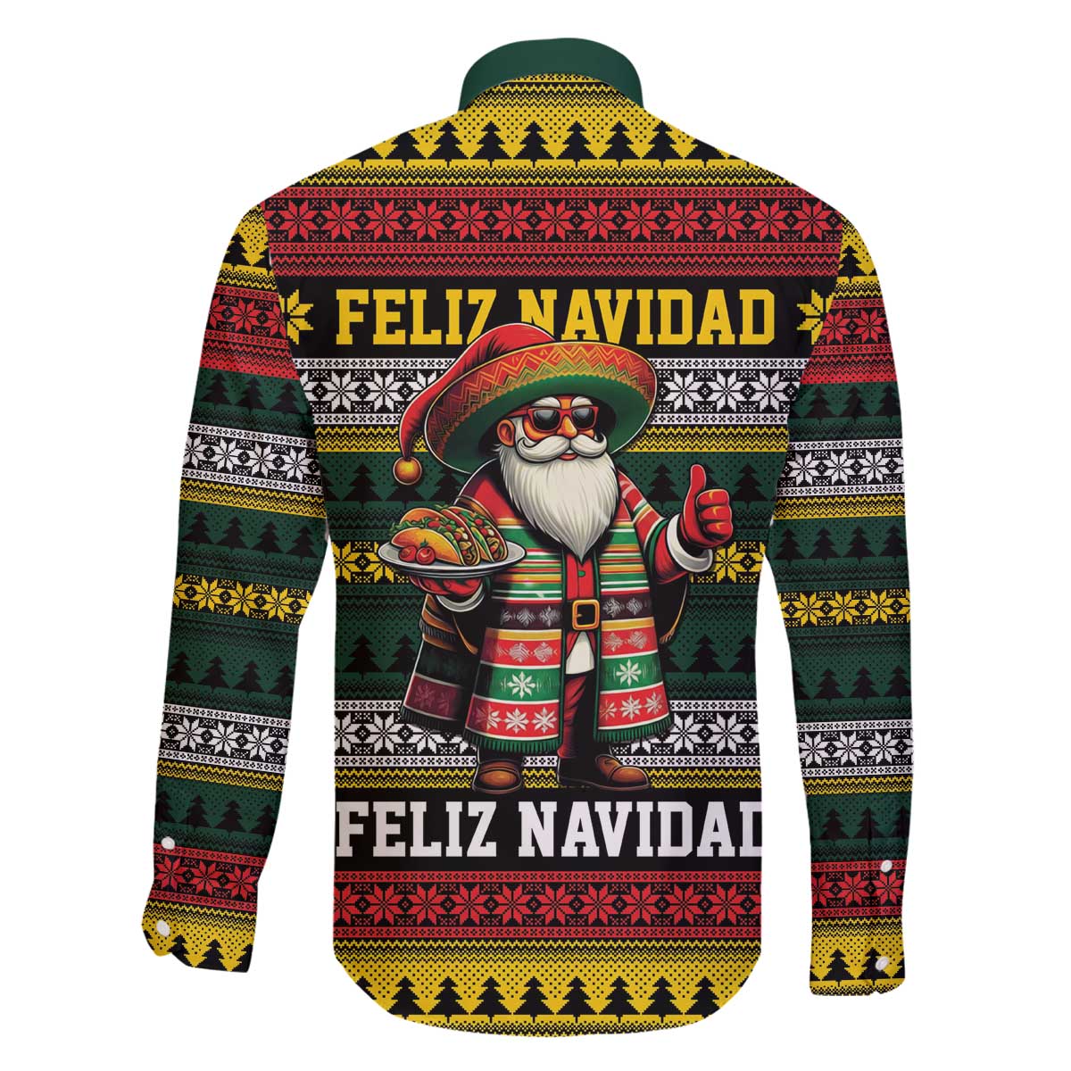 Mexican Santa Sombrero Family Matching Off The Shoulder Long Sleeve Dress and Hawaiian Shirt Feliz Navidad Mexico - Wonder Print Shop