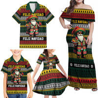 Mexican Santa Sombrero Family Matching Off Shoulder Maxi Dress and Hawaiian Shirt Feliz Navidad Mexico - Wonder Print Shop