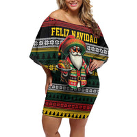Mexican Santa Sombrero Family Matching Off Shoulder Short Dress and Hawaiian Shirt Feliz Navidad Mexico - Wonder Print Shop