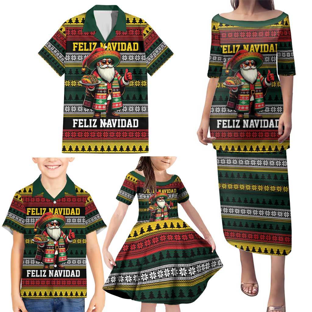 Mexican Santa Sombrero Family Matching Puletasi and Hawaiian Shirt Feliz Navidad Mexico - Wonder Print Shop