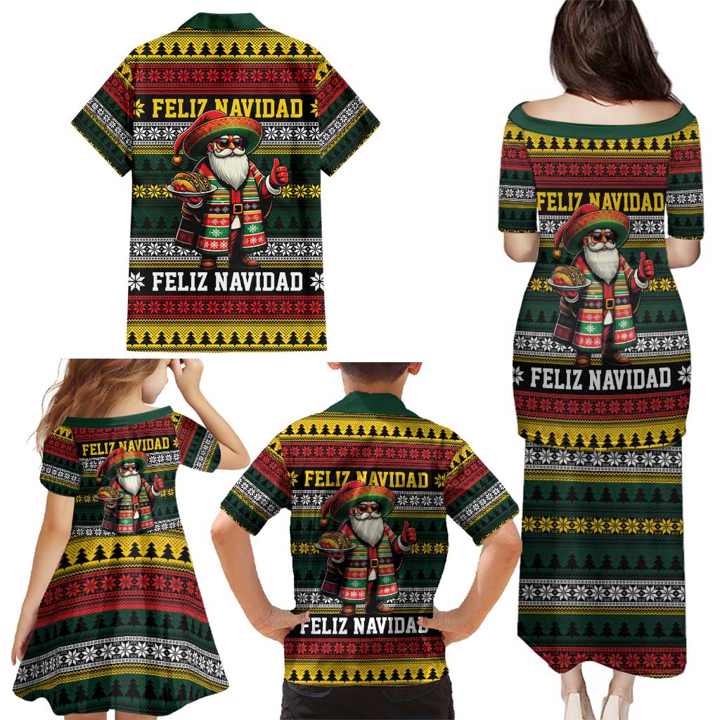 Mexican Santa Sombrero Family Matching Puletasi and Hawaiian Shirt Feliz Navidad Mexico - Wonder Print Shop