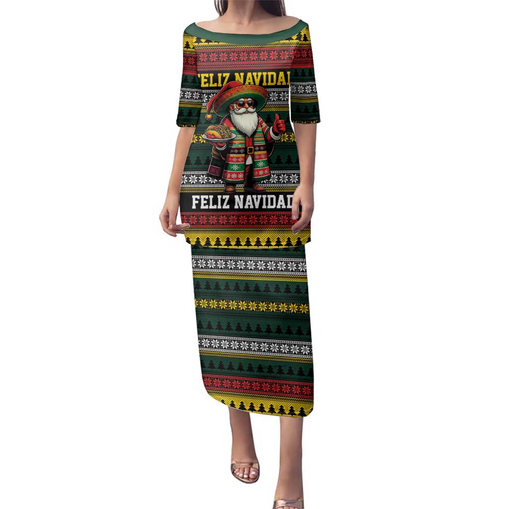 Mexican Santa Sombrero Family Matching Puletasi and Hawaiian Shirt Feliz Navidad Mexico - Wonder Print Shop
