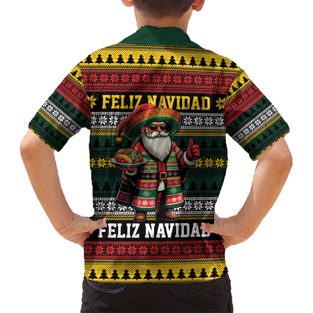 Mexican Santa Sombrero Family Matching Short Sleeve Bodycon Dress and Hawaiian Shirt Feliz Navidad Mexico - Wonder Print Shop