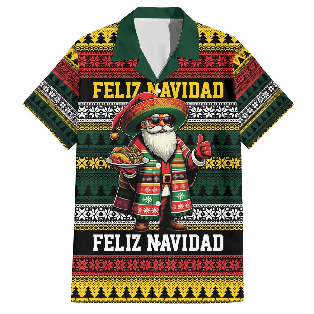 Mexican Santa Sombrero Family Matching Short Sleeve Bodycon Dress and Hawaiian Shirt Feliz Navidad Mexico - Wonder Print Shop