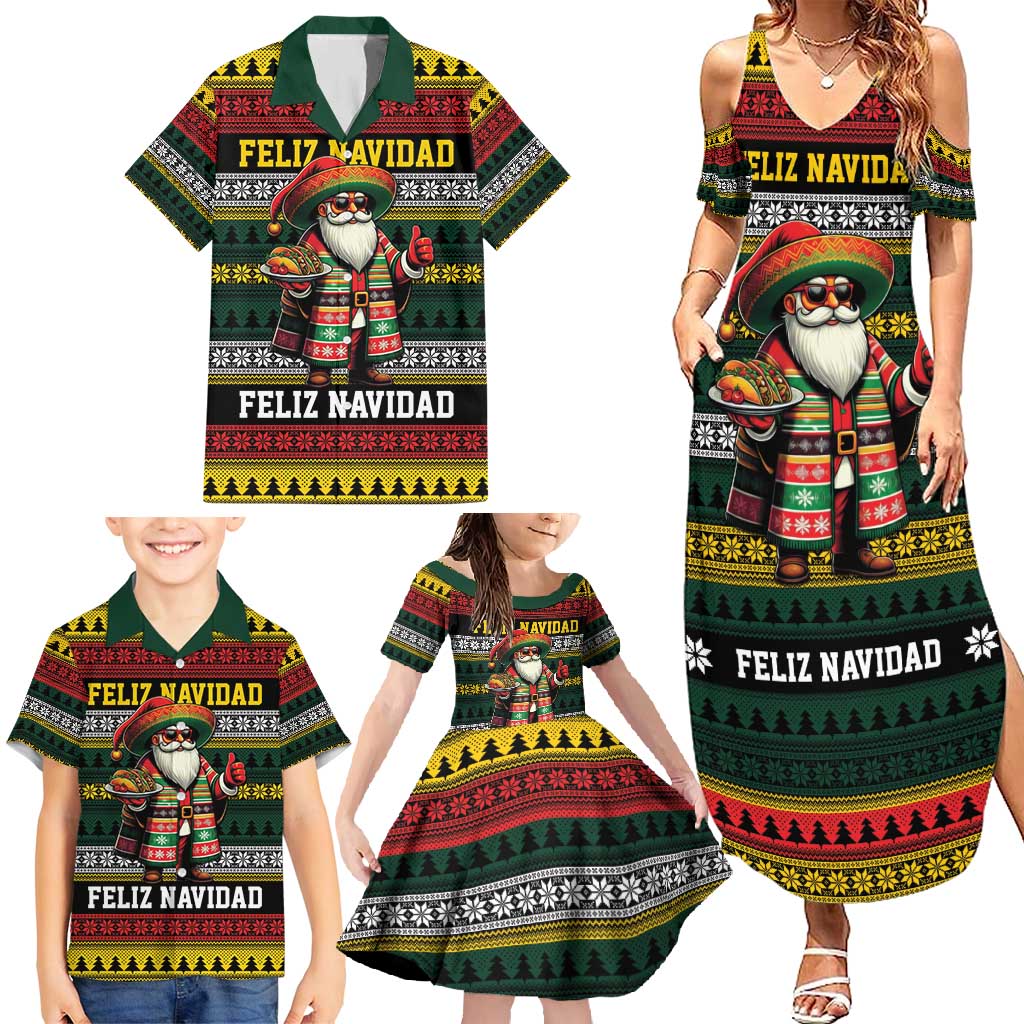 Mexican Santa Sombrero Family Matching Summer Maxi Dress and Hawaiian Shirt Feliz Navidad Mexico - Wonder Print Shop