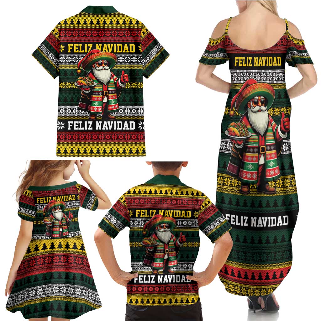 Mexican Santa Sombrero Family Matching Summer Maxi Dress and Hawaiian Shirt Feliz Navidad Mexico - Wonder Print Shop