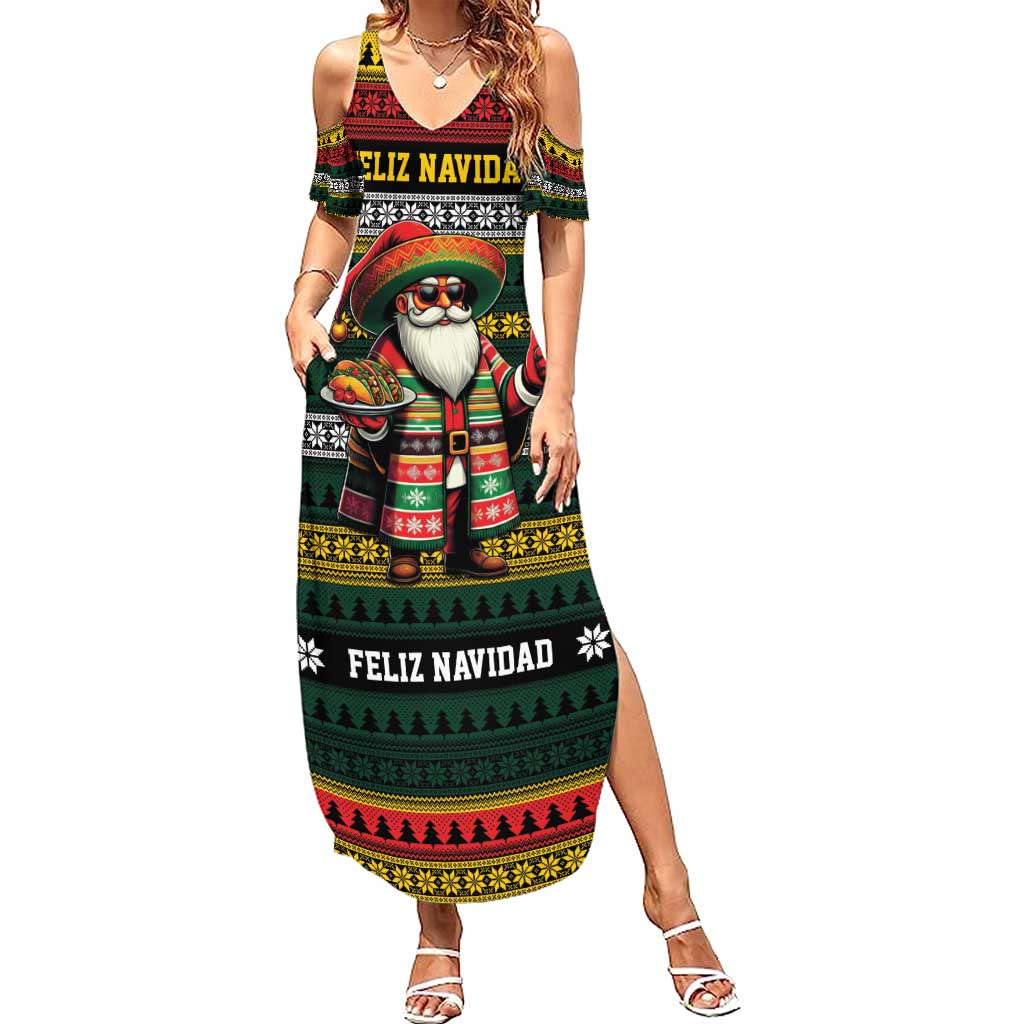 Mexican Santa Sombrero Family Matching Summer Maxi Dress and Hawaiian Shirt Feliz Navidad Mexico - Wonder Print Shop