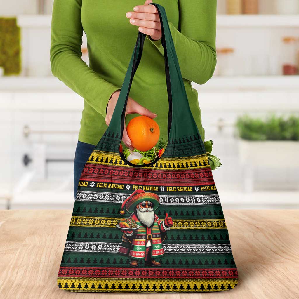 Mexican Santa Sombrero Grocery Bag Feliz Navidad Mexico - Wonder Print Shop