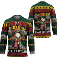 Mexican Santa Sombrero Hockey Jersey Feliz Navidad Mexico - Wonder Print Shop