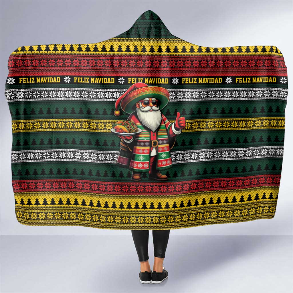Mexican Santa Sombrero Hooded Blanket Feliz Navidad Mexico - Wonder Print Shop