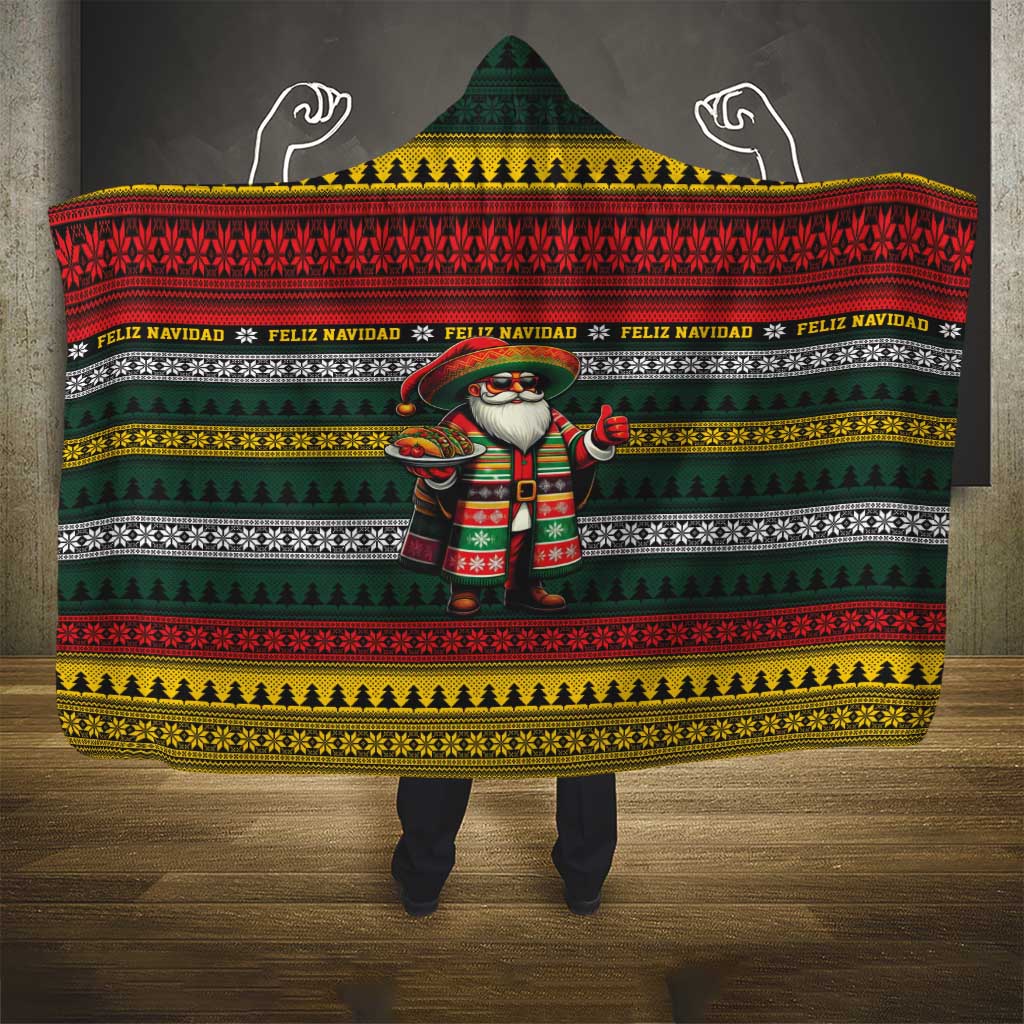 Mexican Santa Sombrero Hooded Blanket Feliz Navidad Mexico - Wonder Print Shop