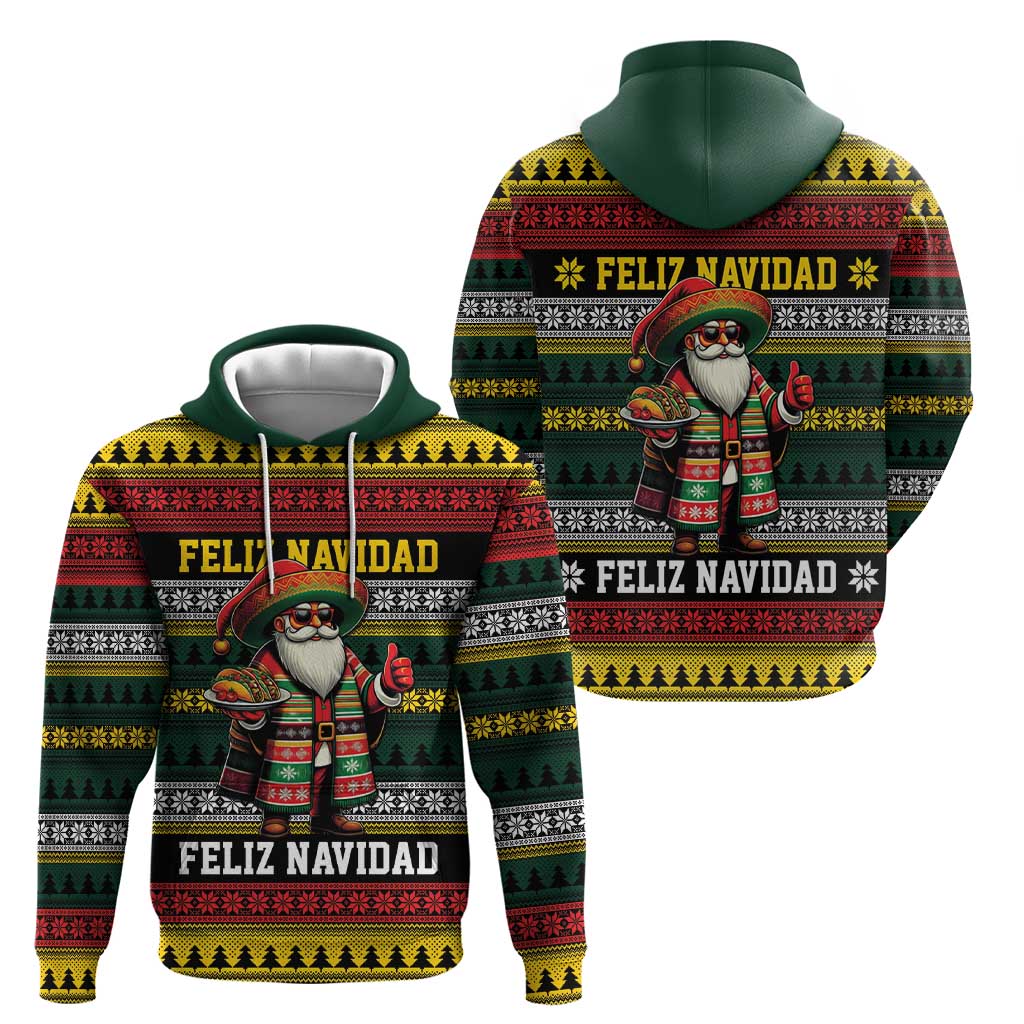 Mexican Santa Sombrero Hoodie Feliz Navidad Mexico - Wonder Print Shop