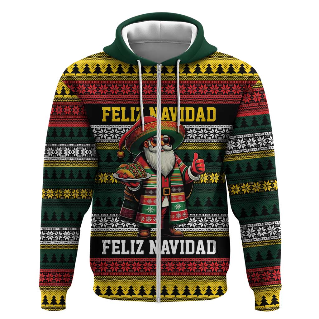 Mexican Santa Sombrero Hoodie Feliz Navidad Mexico - Wonder Print Shop