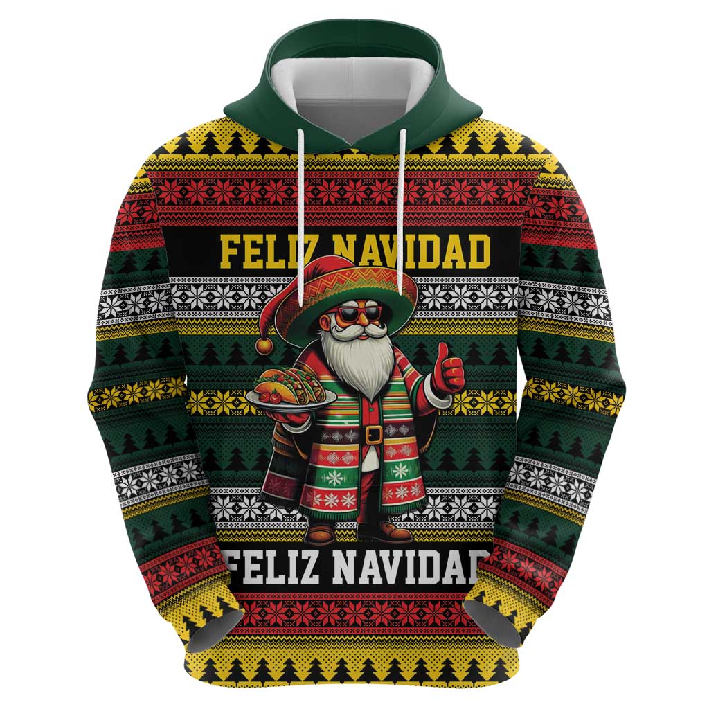 Mexican Santa Sombrero Hoodie Feliz Navidad Mexico - Wonder Print Shop