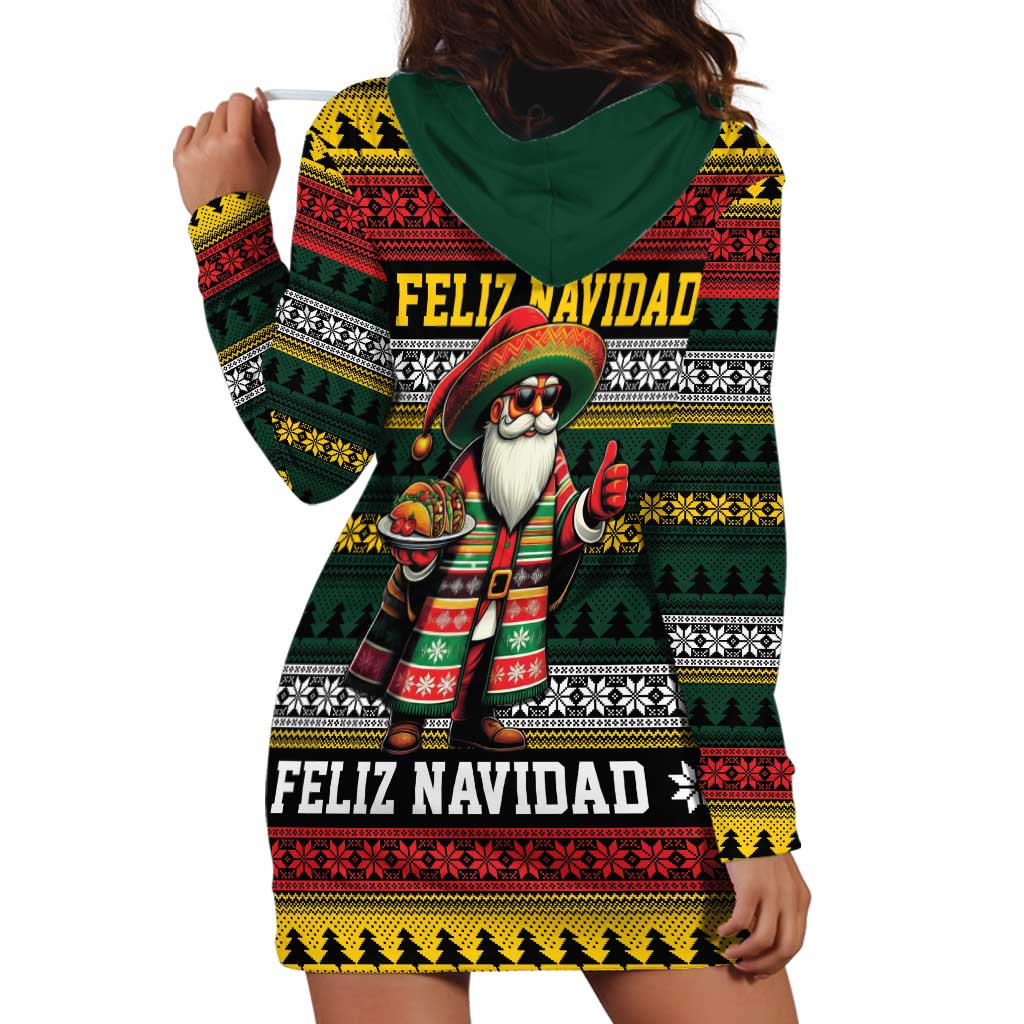 Mexican Santa Sombrero Hoodie Dress Feliz Navidad Mexico - Wonder Print Shop