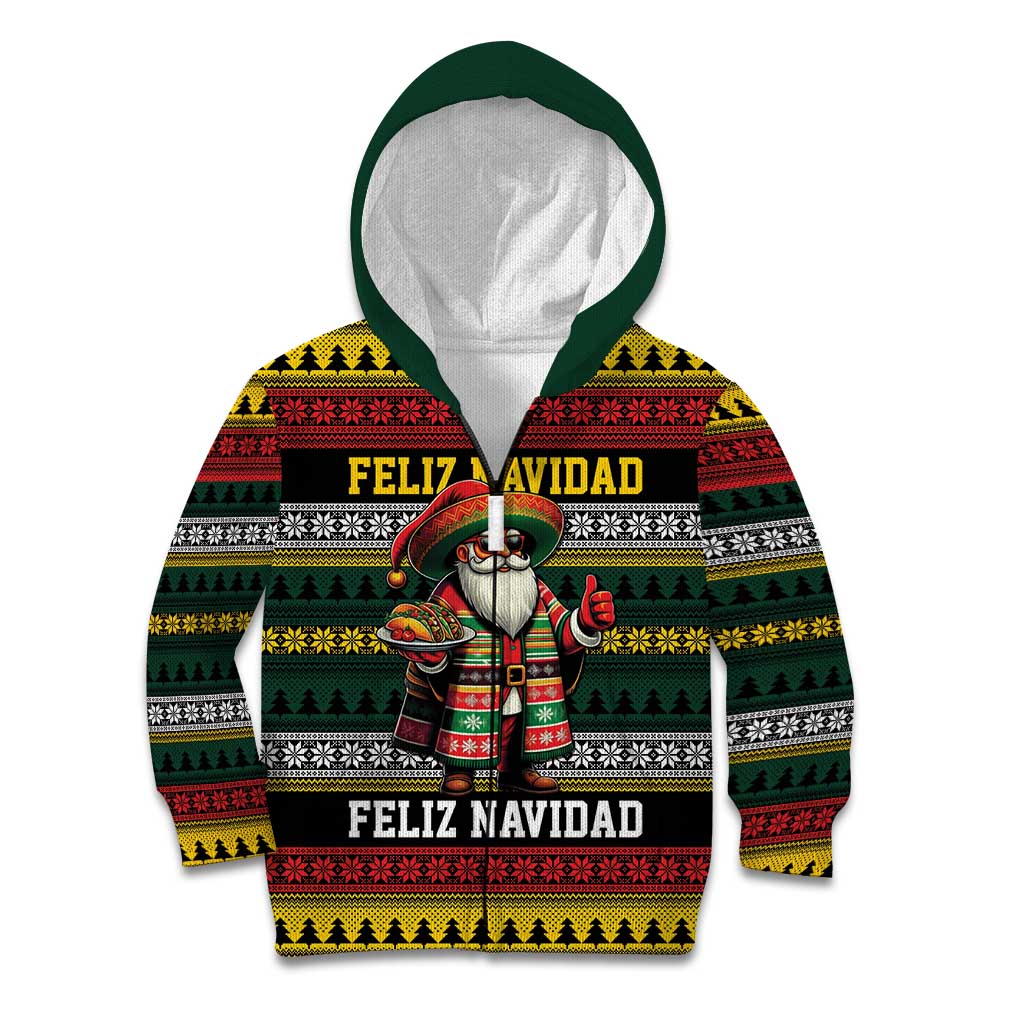 Mexican Santa Sombrero Kid Hoodie Feliz Navidad Mexico - Wonder Print Shop