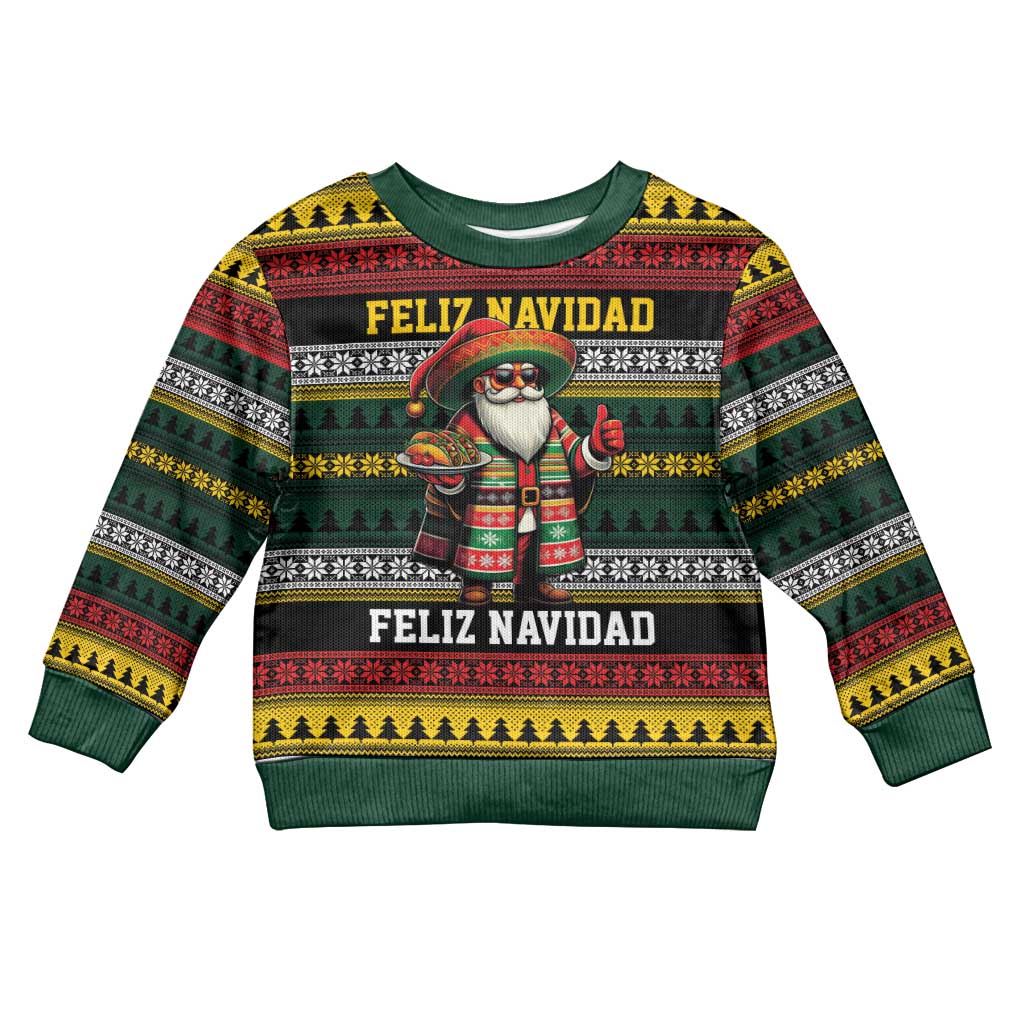 Mexican Santa Sombrero Kid Ugly Christmas Sweater Feliz Navidad Mexico - Wonder Print Shop